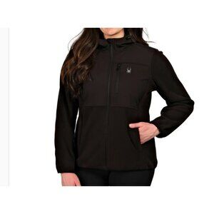 NEW Spyder Polar Jacket Women's Size L Black Hooded Fleece Full zip